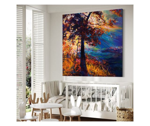 Tablou Canvas Premium LuxCanva® C1001, Copac La Rasarit ,  Living, Scara, Frunze, Cer, Dormitor, Culori Vibrante - 50 X 50