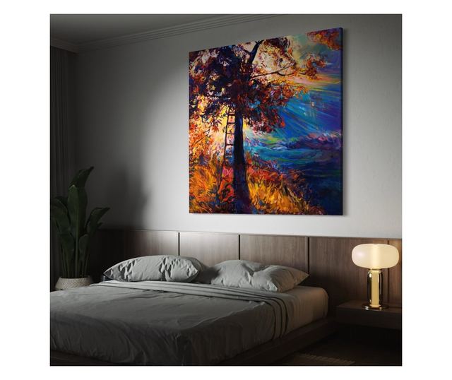 Tablou Canvas Premium LuxCanva® C1001, Copac La Rasarit ,  Living, Scara, Frunze, Cer, Dormitor, Culori Vibrante - 50 X 50