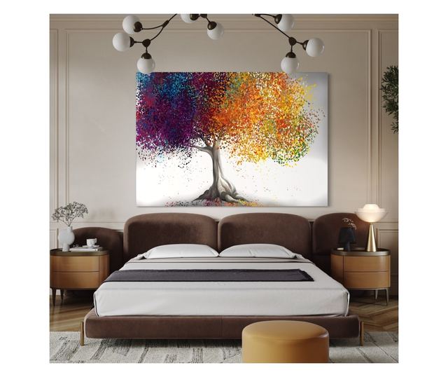 Tablou Canvas Premium LuxCanva® A1217, Copac Colorat , Decorativ, Dressing, Pom, Multicolor, Arbore, Living, Culori Vibrante - 5