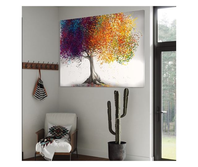 Tablou Canvas Premium LuxCanva® A1217, Copac Colorat , Decorativ, Dressing, Pom, Multicolor, Arbore, Living, Culori Vibrante - 5