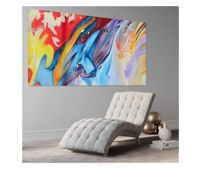 Tablou Canvas Premium LuxCanva® A1223, Multicolor , Decorativ, Dormitor, Colorat, Abstract, Albastru, Living, Culori Vibrante -
