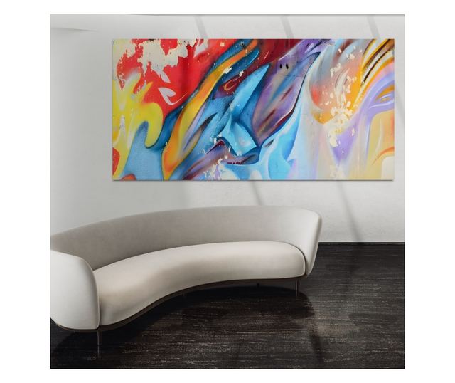 Tablou Canvas Premium LuxCanva® A1223, Multicolor , Decorativ, Dormitor, Colorat, Abstract, Albastru, Living, Culori Vibrante -