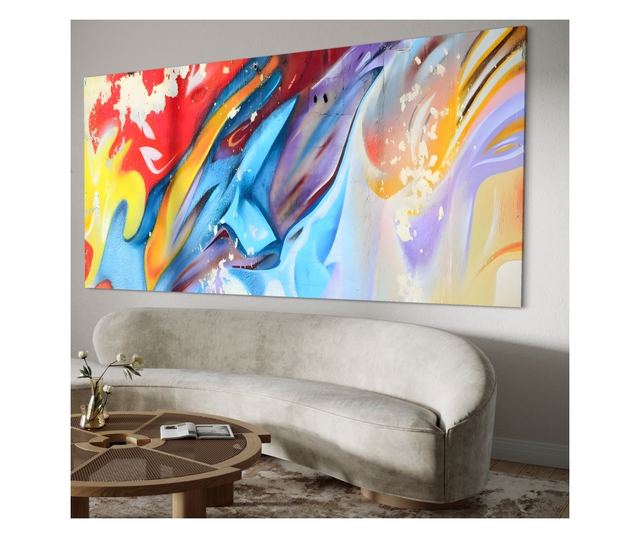 Tablou Canvas Premium LuxCanva® A1223, Multicolor , Decorativ, Dormitor, Colorat, Abstract, Albastru, Living, Culori Vibrante -