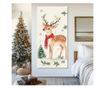 Tablou Canvas Premium LuxCanva® D1049, Povestea Renului cu Fular Rosu , Ren, Brad, Fular, Rosu, Zapada, Living Room, Culori vib