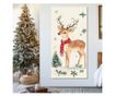 Tablou Canvas Premium LuxCanva® D1049, Povestea Renului cu Fular Rosu , Ren, Brad, Fular, Rosu, Zapada, Living Room, Culori vib