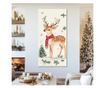 Tablou Canvas Premium LuxCanva® D1049, Povestea Renului cu Fular Rosu , Ren, Brad, Fular, Rosu, Zapada, Living Room, Culori vib