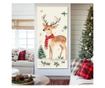 Tablou Canvas Premium LuxCanva® D1049, Povestea Renului cu Fular Rosu , Ren, Brad, Fular, Rosu, Zapada, Living Room, Culori vib