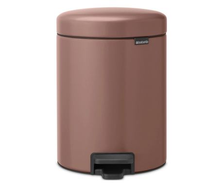 Brabantia NewIcon pedálos szemetes, 1008841, 5 literes, Soft-Close, csúszásmentes talp, szatén felület, barna