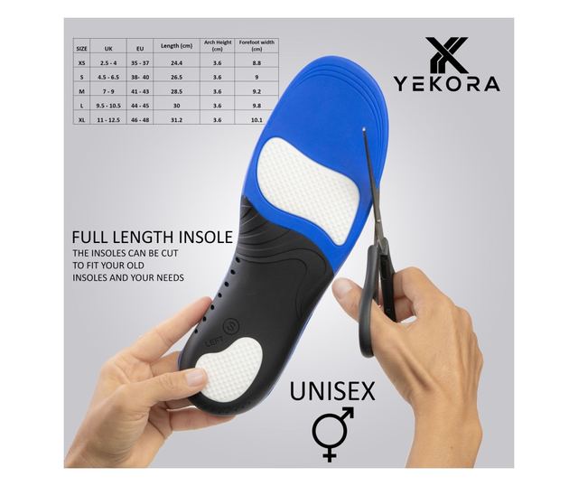 Ortopedski ulošci YEKORA Foot Expert, za ravna stopala, snižen svod stopala, Veličina  XS/35-37