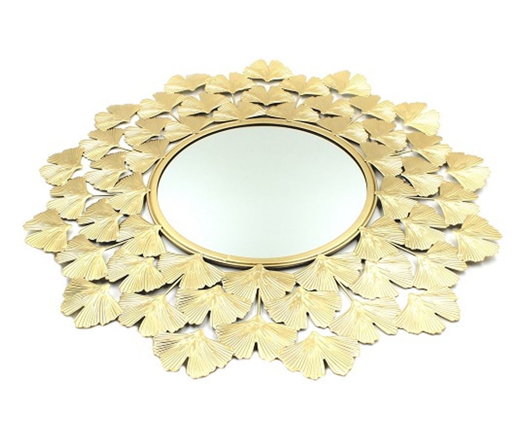 Zidno ogledalo, okvir u obliku lista ginkgo bilobe, zlatno, 52 cm - 2
