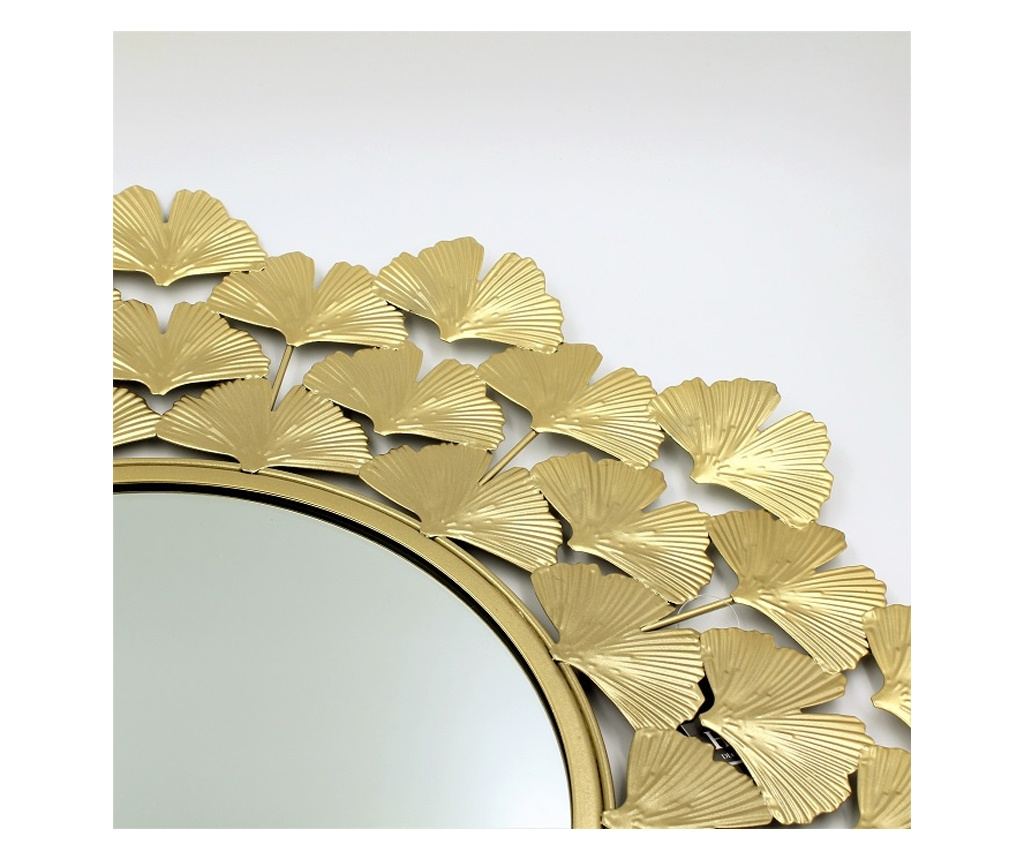 Zidno ogledalo, okvir u obliku lista ginkgo bilobe, zlatno, 52 cm - 3