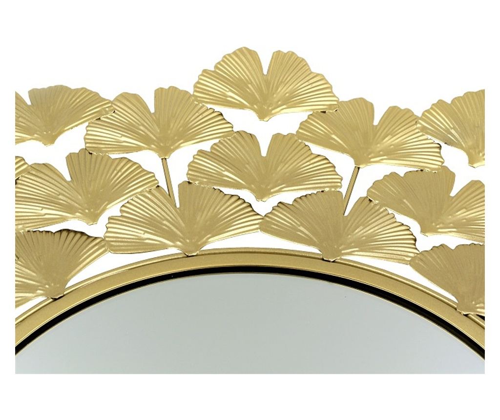 Zidno ogledalo, okvir u obliku lista ginkgo bilobe, zlatno, 52 cm - 4