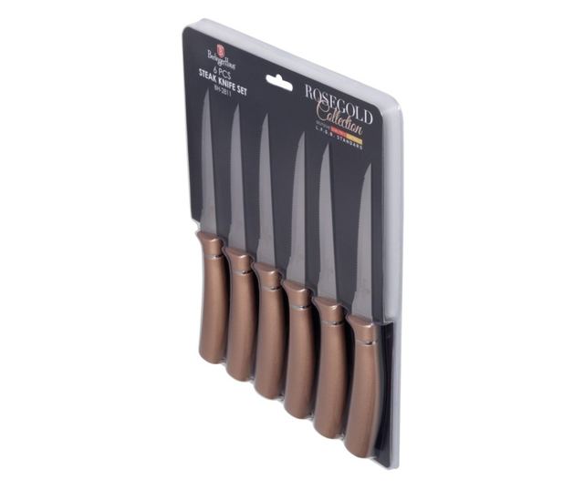 Set cutite friptura 6 piese Rose Gold Metallic Line Berlinger Haus BH 2811