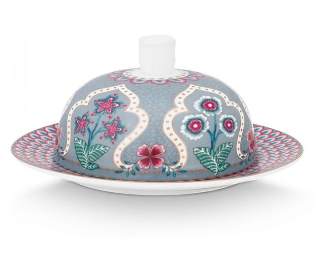 Porcelánzsír Virágfesztivál 17x8cm kék