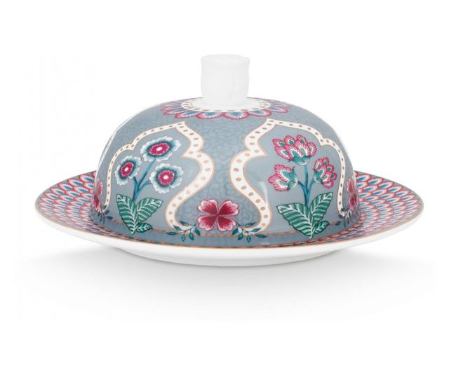 Porcelánzsír Virágfesztivál 17x8cm kék