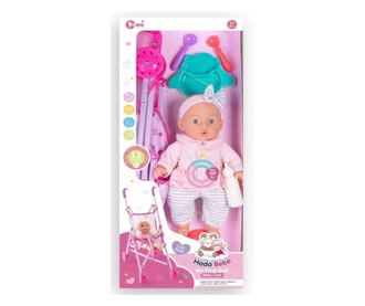 Doro Játékbaba masnis fejpánttal babakocsival és kiegészítőkkel - 35 cm