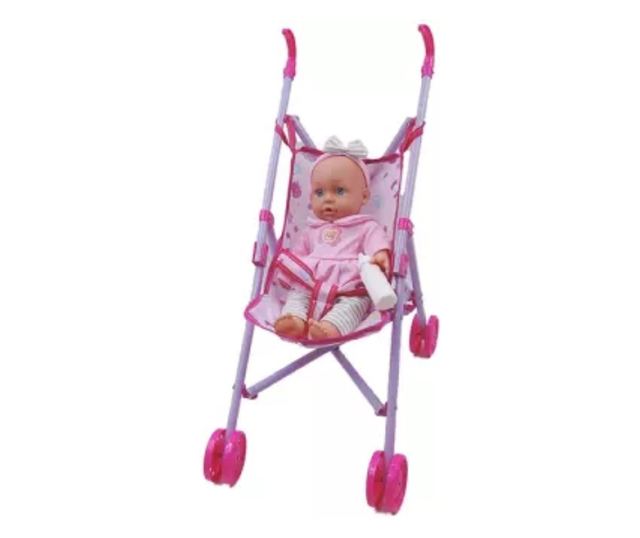 Doro Játékbaba masnis fejpánttal babakocsival és kiegészítőkkel - 35 cm