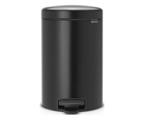 Brabantia NewIcon 649029 Coș de gunoi cu pedală, 12 l, Soft Close, bază anti-alunecare, negru
