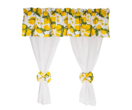 Perdea bucatarie, bumbac alb cu imprimeu , rejansa 6 cm, 200x160 DolceSara 055