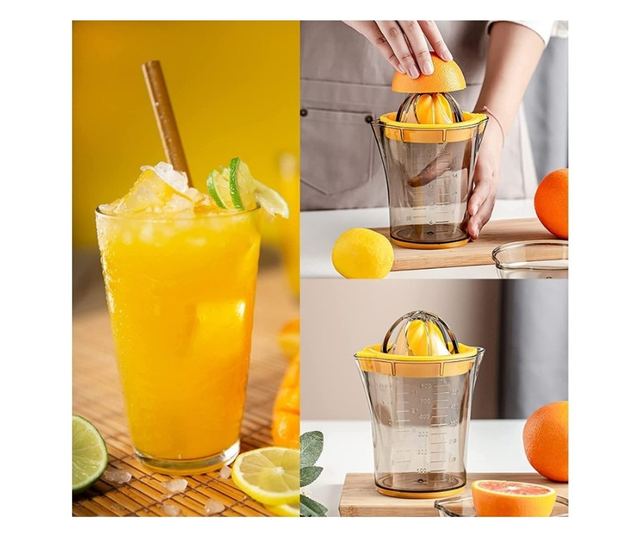 Storcator manual citricie Cyrax, cu recipient de 600 ml, 15x8.5x13.5 cm, material ABS, Transparent