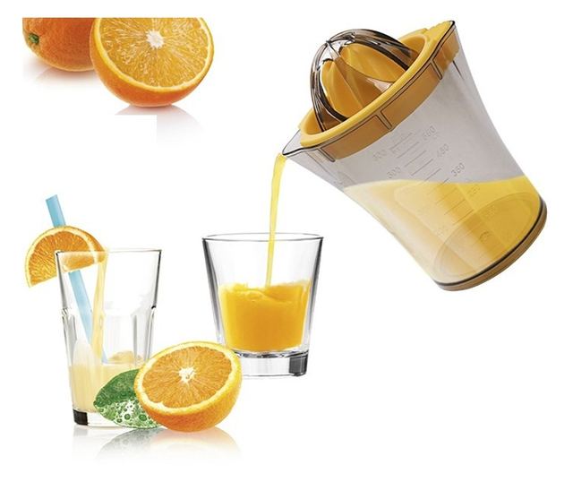 Storcator manual citricie Cyrax, cu recipient de 600 ml, 15x8.5x13.5 cm, material ABS, Transparent