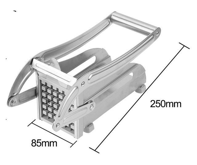 Feliator manual Cyrax, pentru cartofi pai si legume, din inox, cu 2 dimensiuni de feliere, 25.5 x 11.7 cm, argintiu