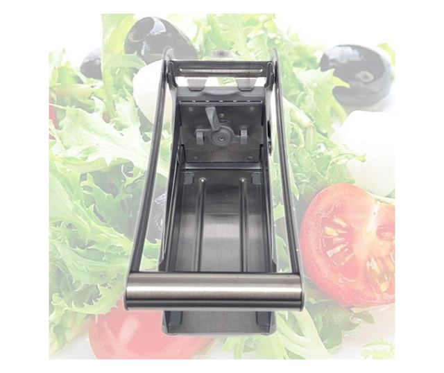 Feliator manual Cyrax, pentru cartofi pai si legume, din inox, cu 2 dimensiuni de feliere, 25.5 x 11.7 cm, argintiu