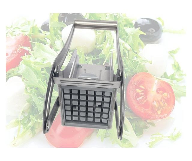 Feliator manual Cyrax, pentru cartofi pai si legume, din inox, cu 2 dimensiuni de feliere, 25.5 x 11.7 cm, argintiu