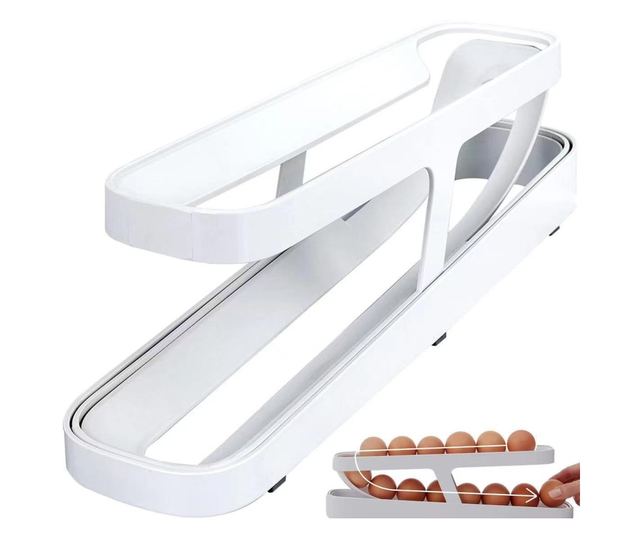 Cyrax Suport pentru Oua, pentru Usa Frigiderului, cu Doua Straturi, 36x8.2x10cm, Alb