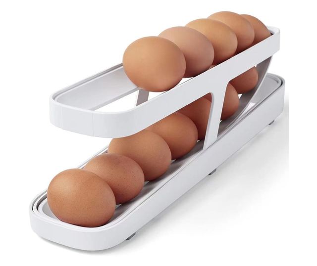 Cyrax Suport pentru Oua, pentru Usa Frigiderului, cu Doua Straturi, 36x8.2x10cm, Alb