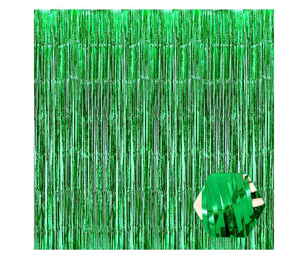 Perdea Franjurata, Model Decor Petrecere, pentru Fundal de Poze, Amenajare Colorata a Petrecerii, Dimensiune 100x200 cm, Verde - 7