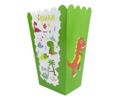 Set 6 Cutii de Popcorn, Flippy, Colectia Dino Park, 9 x 13 cm, din Carton, Multicolor