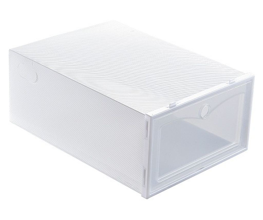 Cutie pentru Pantofi, Flippy, Tip Sertar, din Plastic, Stivuibila, Usa Frontala, 31 x 21.5 x 12.5 cm, Transparent