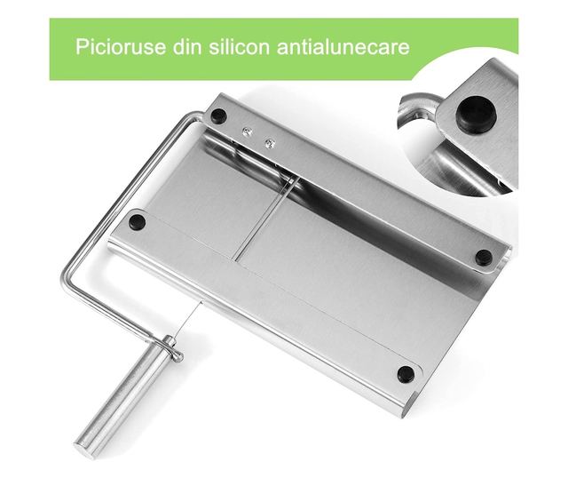 Feliator manual Cyrax, pentru cascaval, salam, prajituri, unt, din otel inoxidabil, usor de curatat si utilizat, 5 lame de schim