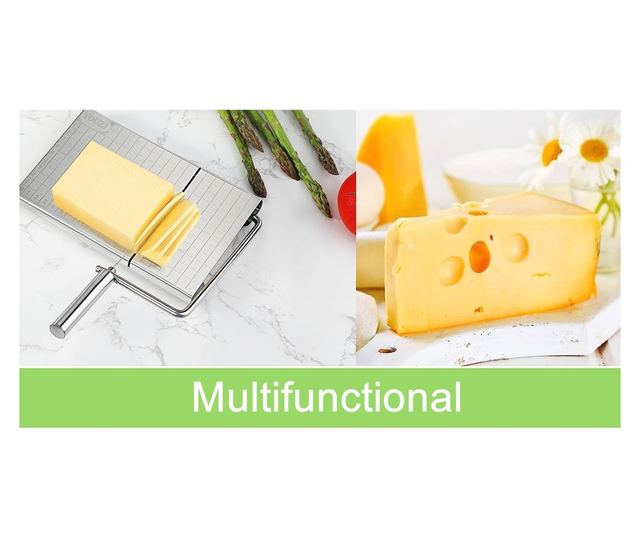 Feliator manual Cyrax, pentru cascaval, salam, prajituri, unt, din otel inoxidabil, usor de curatat si utilizat, 5 lame de schim