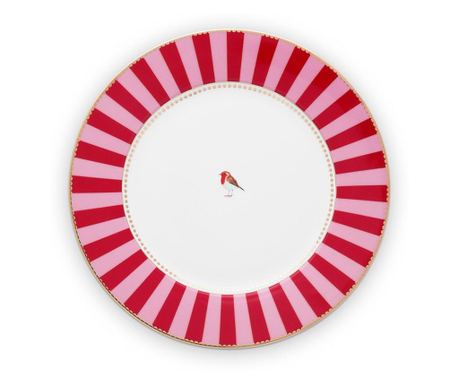 Πορσελάνινο Πιάτο, Pip Studio, Ρίγες Κόκκινες, 17cm, Συλλογή Love Birds