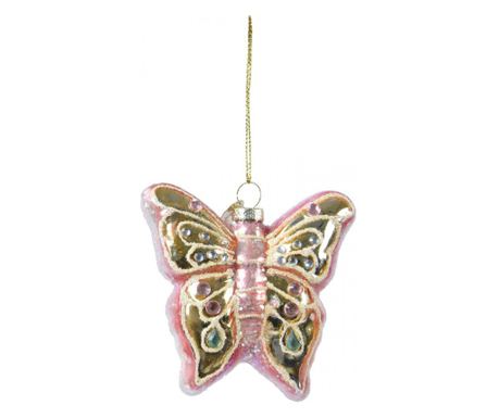 Glob brad Craciun model Fluture, 8 cm, roz