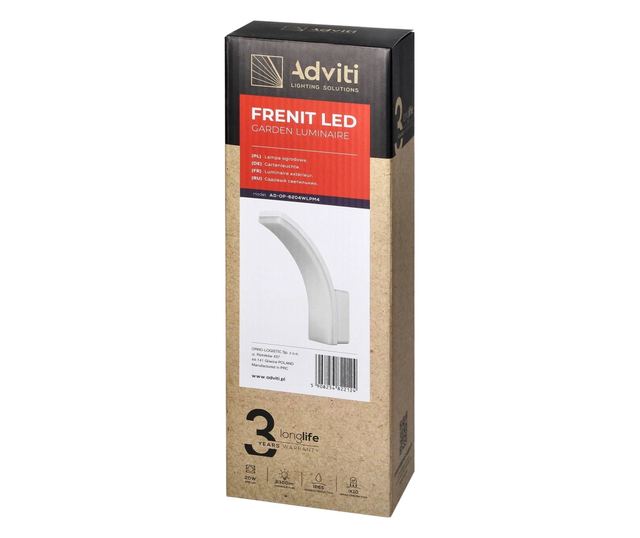 Φωτιστικό κήπου ADVITI Frenit AD-OP-6204WLPM4, 20W, LED SMD, 2300lm, IP65, 4000K, λευκό