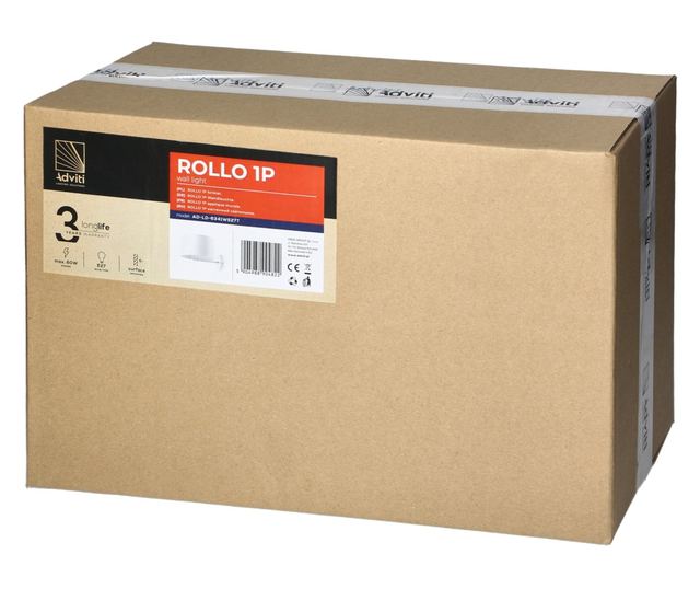 Επιτοίχιο φωτιστικό ADVITI Rollo AD-LD-6341WE27T, E27, 1 x 60W, λευκό