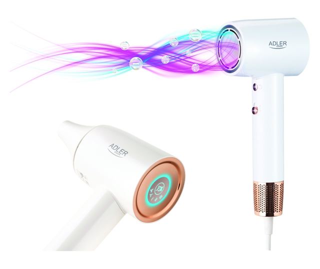 Сешоар Adler AD 2272, 110 000 об/мин, 1800W, LED дисплей, Въздушен поток 20 м/с, 3 температурни настройки, 2 степени на скорост,