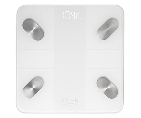 ADLER pametna tjelesna vaga, analiza 18 parametara, LED, 180kg, 28x28cm, Bluetooth