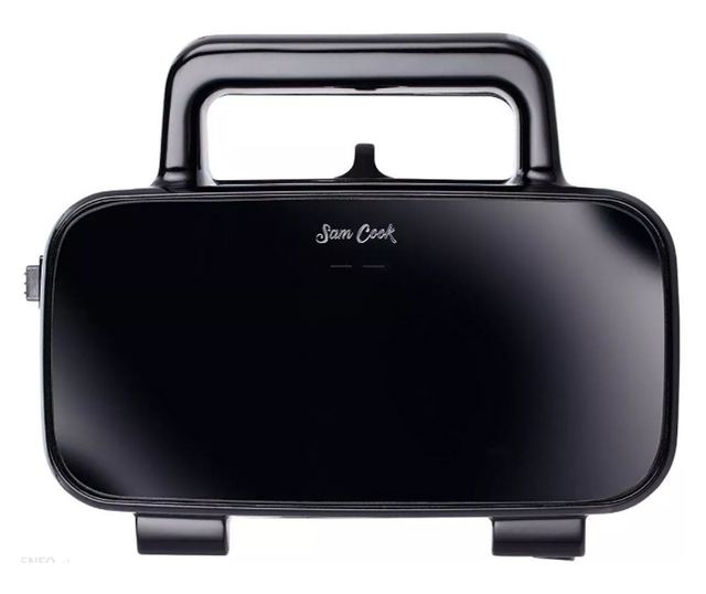 Sandwich maker 3 in 1 Sam Cook PSC-120/B, 1200W, 3 tipuri de placi grill, sandwich, waffle, placi antiaderente, negre