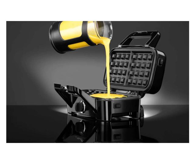 Sandwich maker 3 in 1 Sam Cook PSC-120/B, 1200W, 3 tipuri de placi grill, sandwich, waffle, placi antiaderente, negre