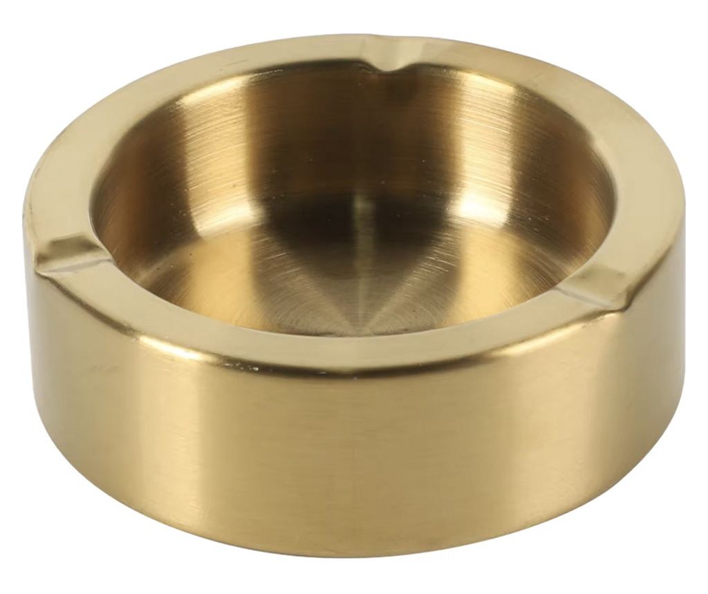 Scrumiera metalica rotunda Pufo Gentle, 12 cm, auriu