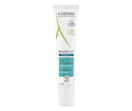 Krema za obraz proti nepopolnostim, A-Derma Biology AC Perfect fluid proti madežem, 40 ml