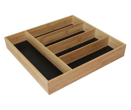 Pufo Cuisine evőeszköz-rendező bambuszfából, 5 rekesszel, 36 x 25,5 cm