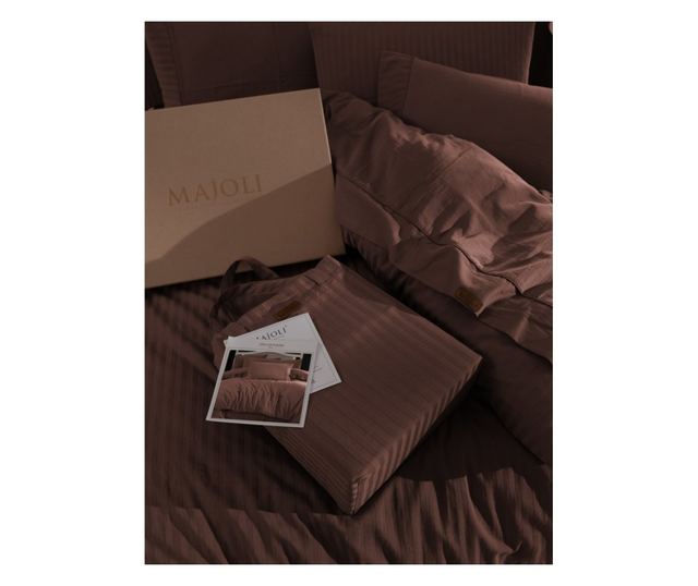 Lenjerie de pat dublu, Majoli Bahar Home Collection, 100% bumbac satin, 210TC, pentru 2 persoane, 6 piese, Opia Charm
