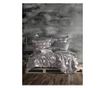 Lenjerie de pat dublu, Majoli Bahar Class Home Collection, 100% bumbac satin, 210TC, 6 piese, Regina Grey