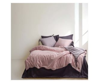 Lenjerie de pat dublu, Majoli Bahar Home Collection, 100% bumbac poplin, 144 TC, pentru 2 persoane, 4 piese, Demeter Garnet