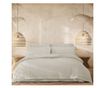 Lenjerie de pat dublu, Majoli Bahar Home Collection, 100% bumbac cu broderie dantelata, 4 piese, Ecru, Tilya Dove